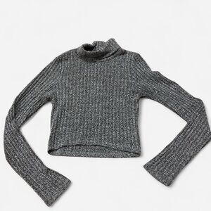 Gray cropped Turtleneck Women's Sweater